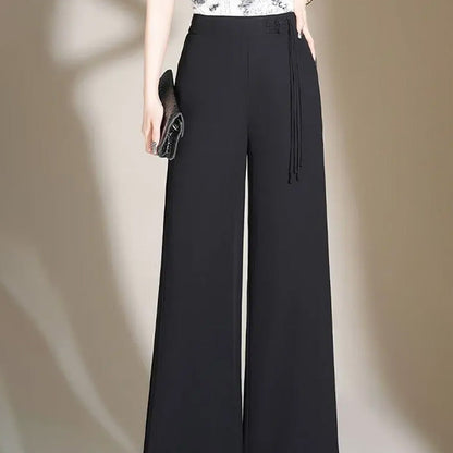 Women's Ankle-Length Chiffon Wide-Leg Pants